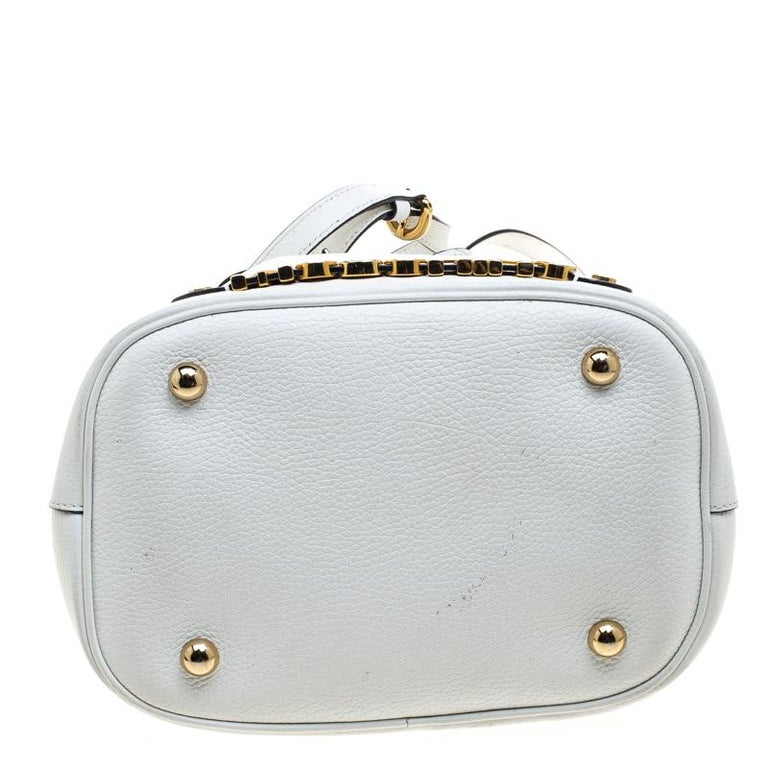 Moschino White Leather Drawstring Bucket Bag at 1stDibs