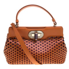 Bvlgari Orange Laser Cut Leather Isabella Rossellini Tote