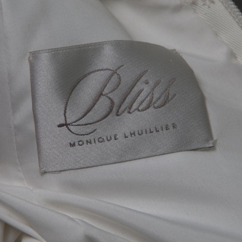 Bliss Monique Lhuillier White Floral Embroidered Sequined Mermaid Wedding Gown M In Good Condition In Dubai, Al Qouz 2