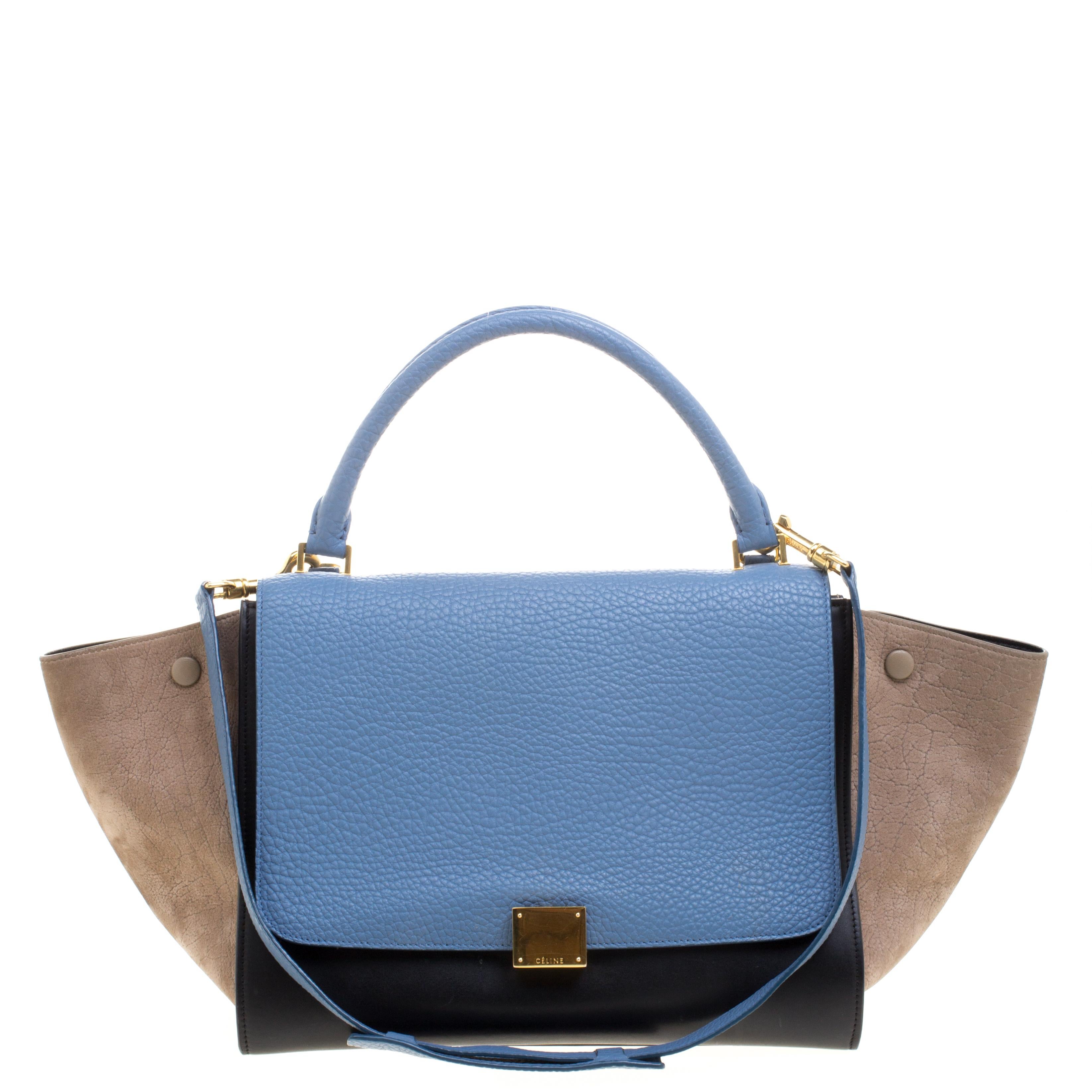 Celine Tri Color Leather Medium Trapeze Tote