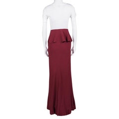 Alexander McQueen Red Silk Crepe Ruffled Maxi Skirt M
