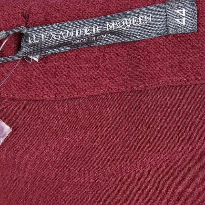 Women's Alexander McQueen Red Silk Crepe Ruffled Maxi Skirt M