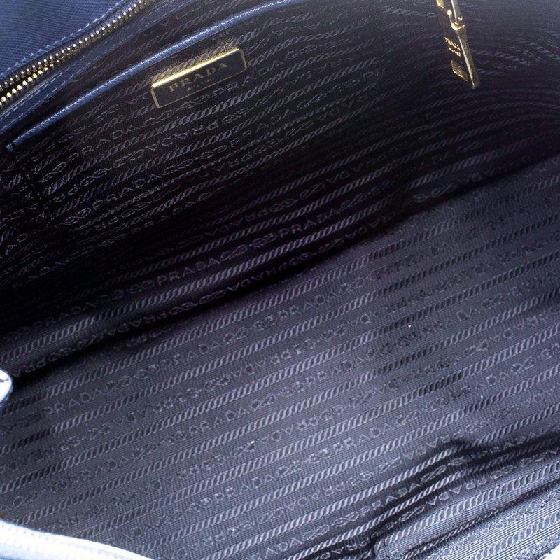 Prada Blue Saffiano Lux Leather Double Zip Executive Tote 2