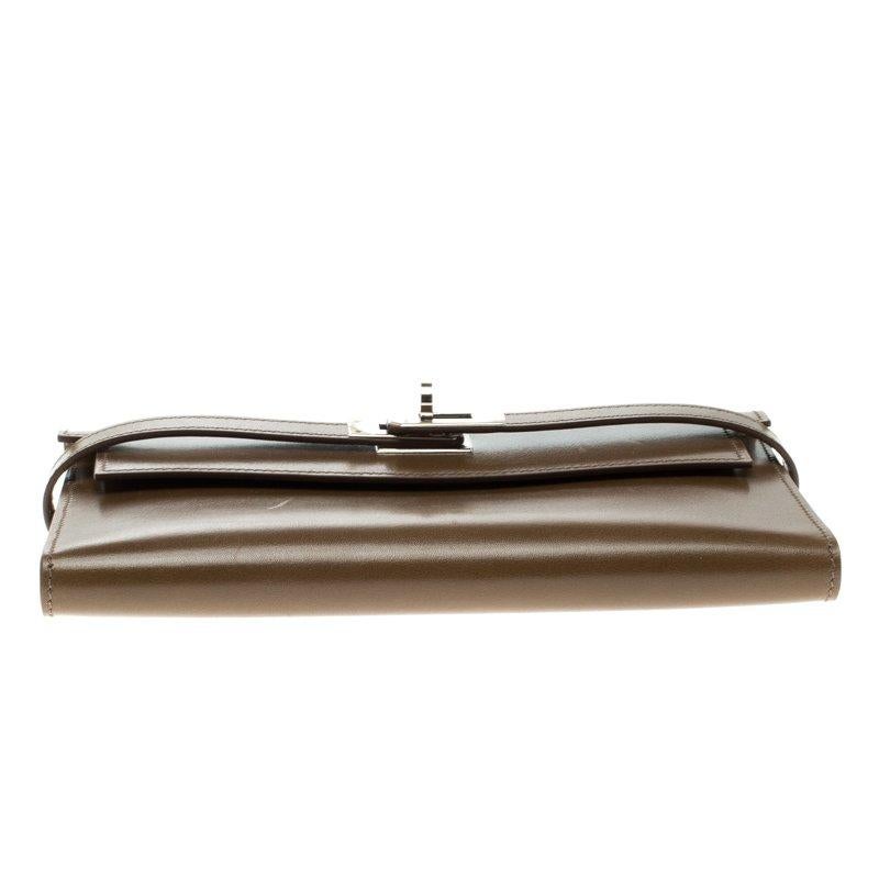 Women's Hermes Olive Barenia Box Calf Leather Long Kelly Wallet