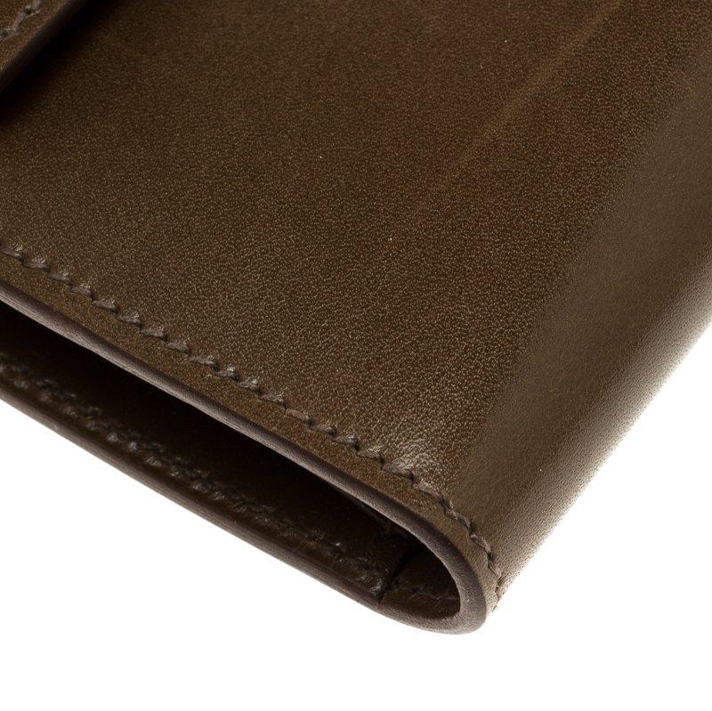 Hermes Olive Barenia Box Calf Leather Long Kelly Wallet 2