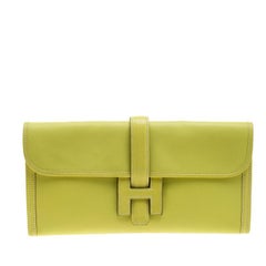 Hermes Lime Swift Leather Elan Jige Clutch