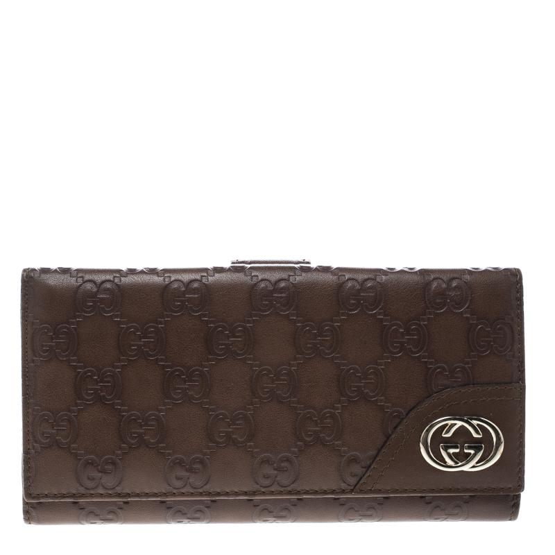 Gucci Brown Guccissima Leather Britt Continental Wallet