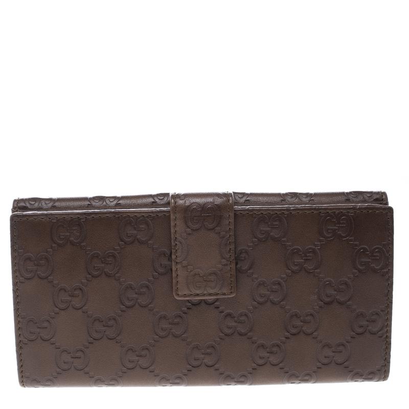 Women's Gucci Brown Guccissima Leather Britt Continental Wallet
