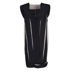 Lanvin Black and Cream Box Pleated Bow Detail Sleeveless Dress M