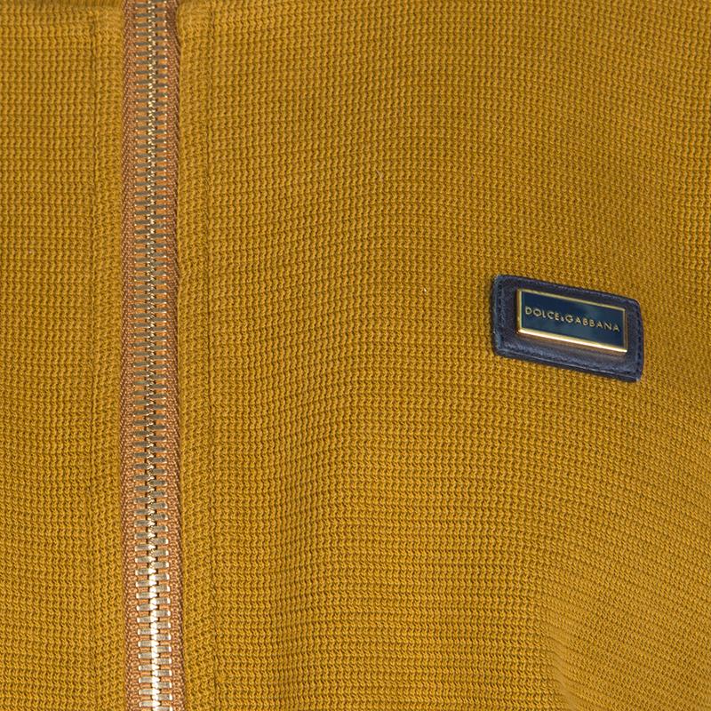 Women's Dolce and Gabbana Mustard Yellow Cotton Knit Contrast Stripe Tracksuit L