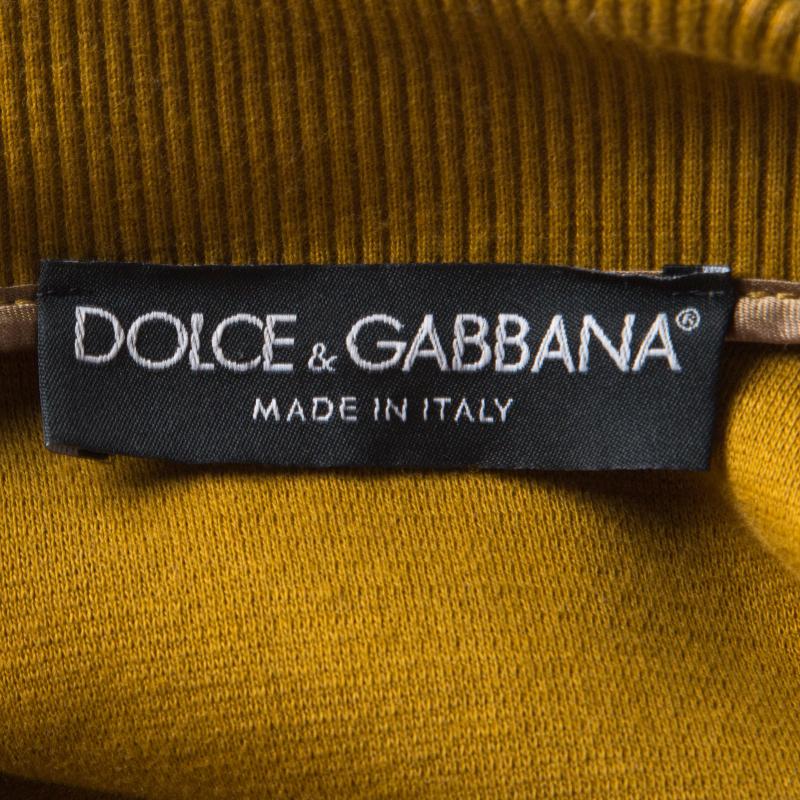 Dolce and Gabbana Mustard Yellow Cotton Knit Contrast Stripe Tracksuit L 2