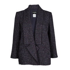 Chanel mehrfarbiger Lurex-Tweed-Blazer mit gekerbtem Kragen XL