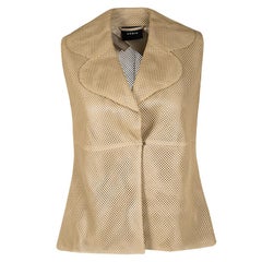 Akris Beige Perforated Lamb Leather Sleeveless Vest M