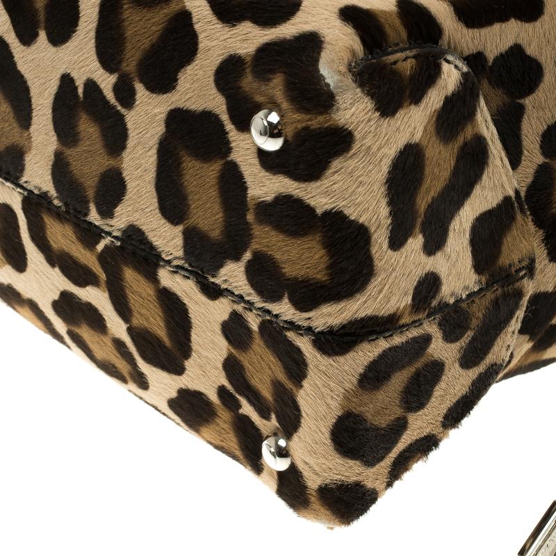 Women's Tod's Beige Leopard Print Calfhair Tote