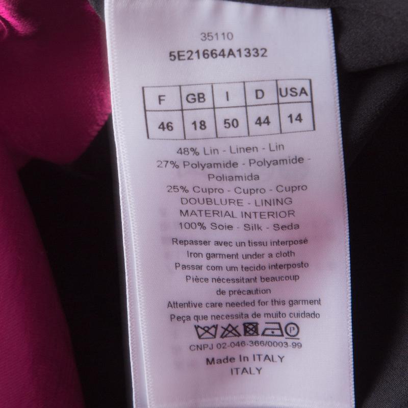 Dior Fuschia Pink Satin Boat Neck Sheath Dress XL 1