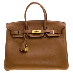 Hermes Gold Togo Leather Gold Hardware Birkin 35 Bag