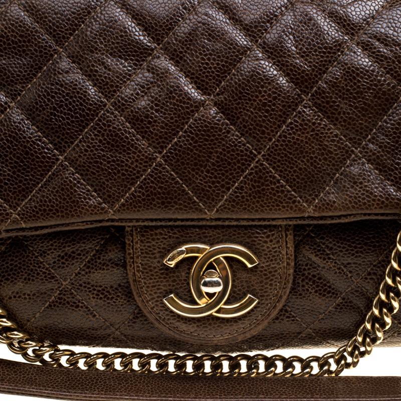 Chanel Brown Quilted Glazed Leather Large Shiva Flap Bag 1