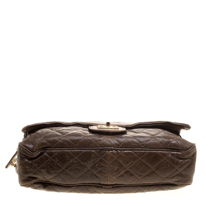 Chanel Brown Quilted Glazed Leather Large Shiva Flap Bag 3