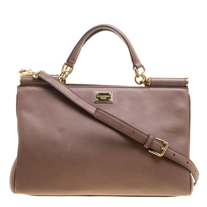 Dolce and Gabbana Brown Leather Miss Sicily Tote 7