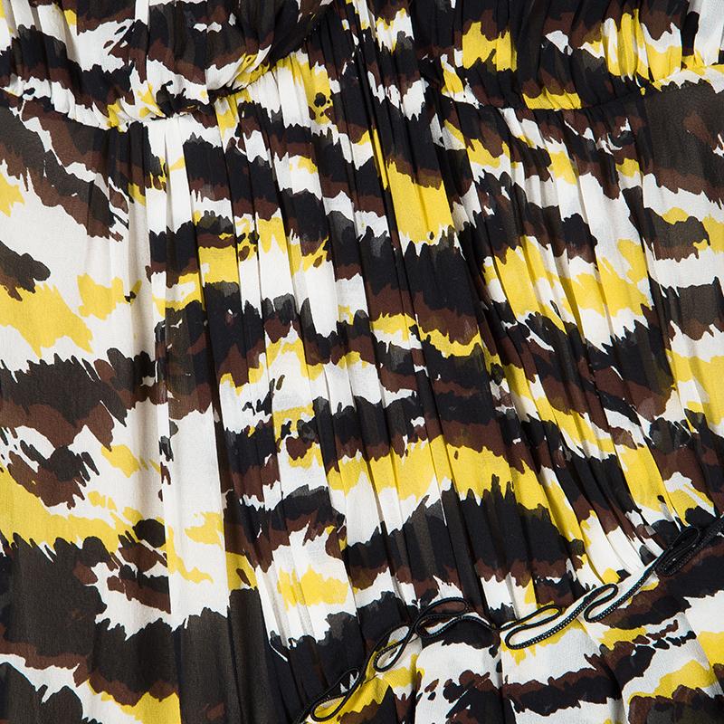 Missoni Multicolor Tiger Print Ruffled Silk Strapless Tansy Dress S In New Condition In Dubai, Al Qouz 2