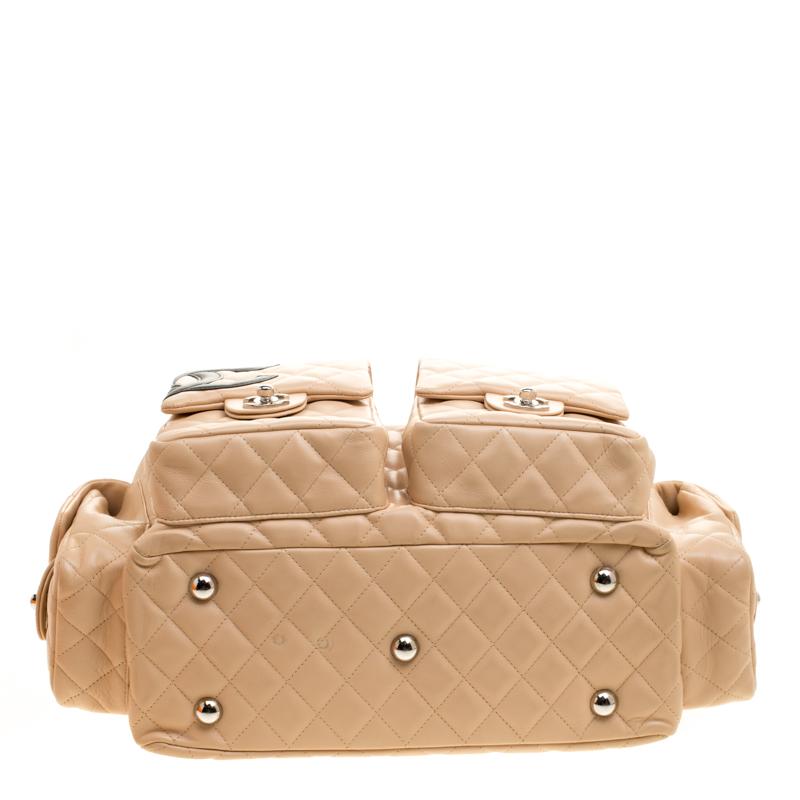 Chanel Beige/Black Quilted Leather Ligne Cambon Reporter Bag 1