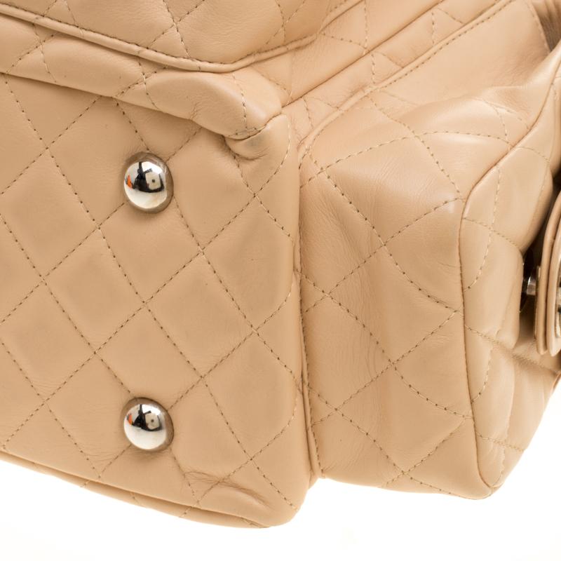 Women's Chanel Beige/Black Quilted Leather Ligne Cambon Reporter Bag