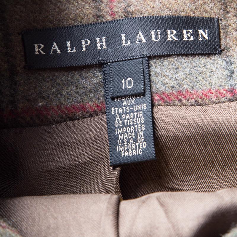 Ralph Lauren Multicolor Plaid Draped Collar Detail Cashmere Jacket L In Excellent Condition In Dubai, Al Qouz 2