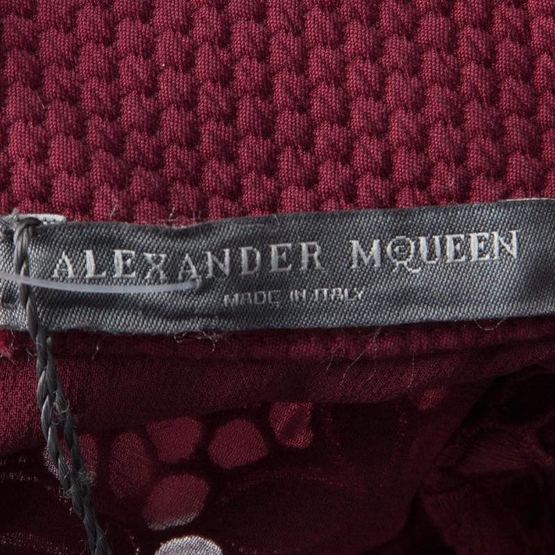 Alexander McQueen Maroon Lace Panel Scallop Trim Detail Sleeveless Dress S 1
