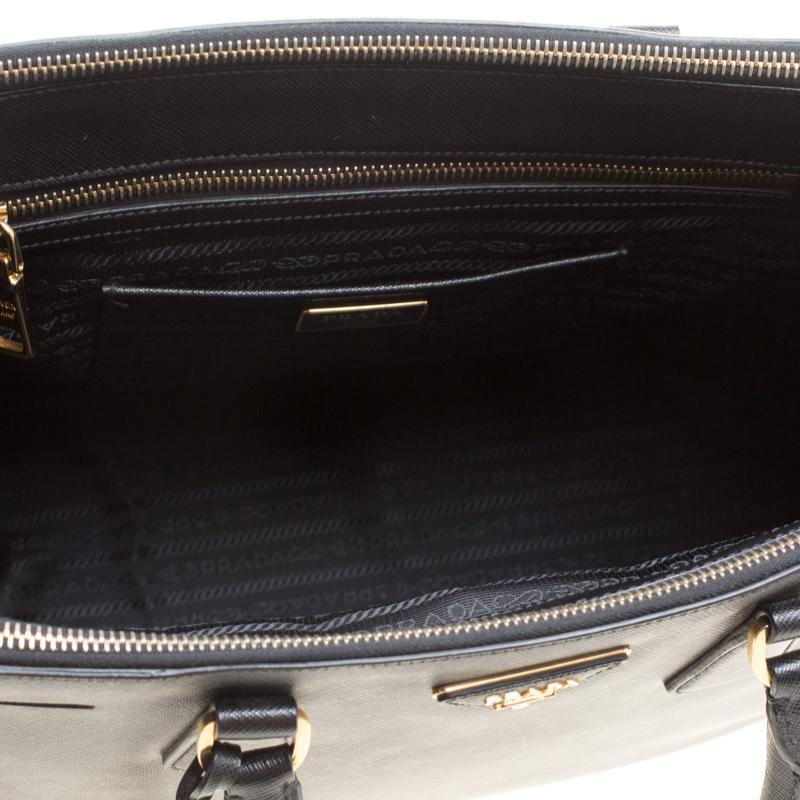 Women's Prada Black Saffiano Lux Leather Large Double Zip Tote