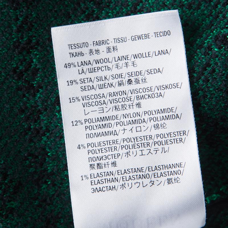 Alexander McQueen Black and Green Floral Pattern Jacquard Knit Pencil Dress M 2