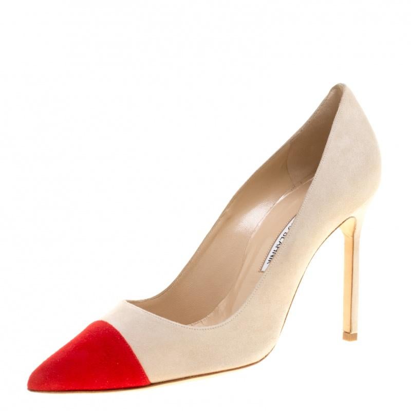 Manolo Blahnik Two Tone Suede Bipunta Pointed Toe Pumps Size 38 3