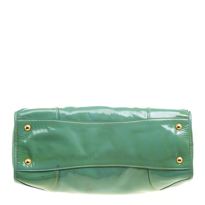 Prada Green Patent Leather Satchel 4