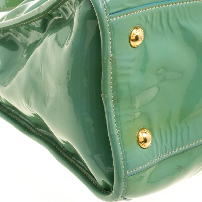Prada Green Patent Leather Satchel 1