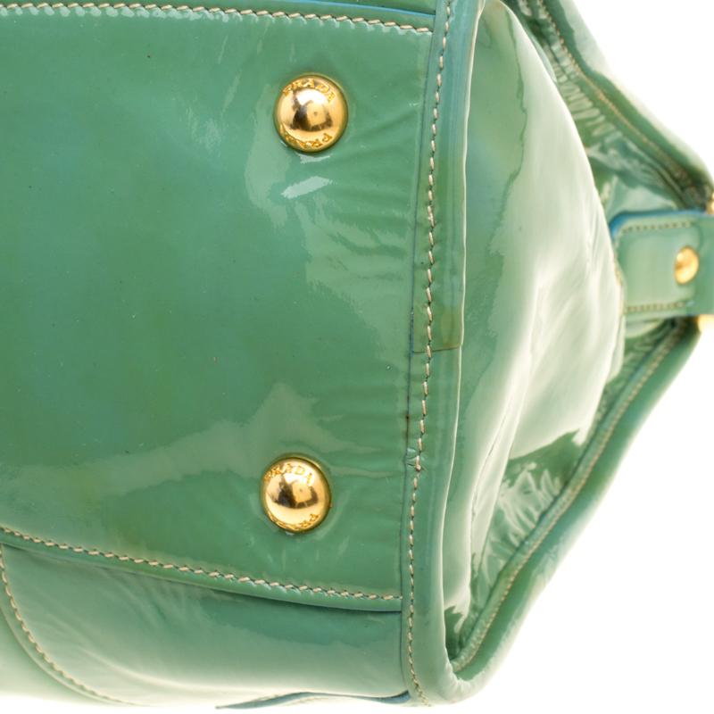 Prada Green Patent Leather Satchel 3