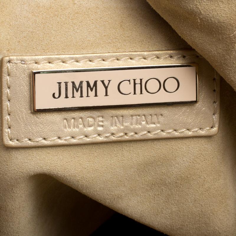 Jimmy Choo Beige/Gold Leather and Suede Mandah Expandle Bag 1