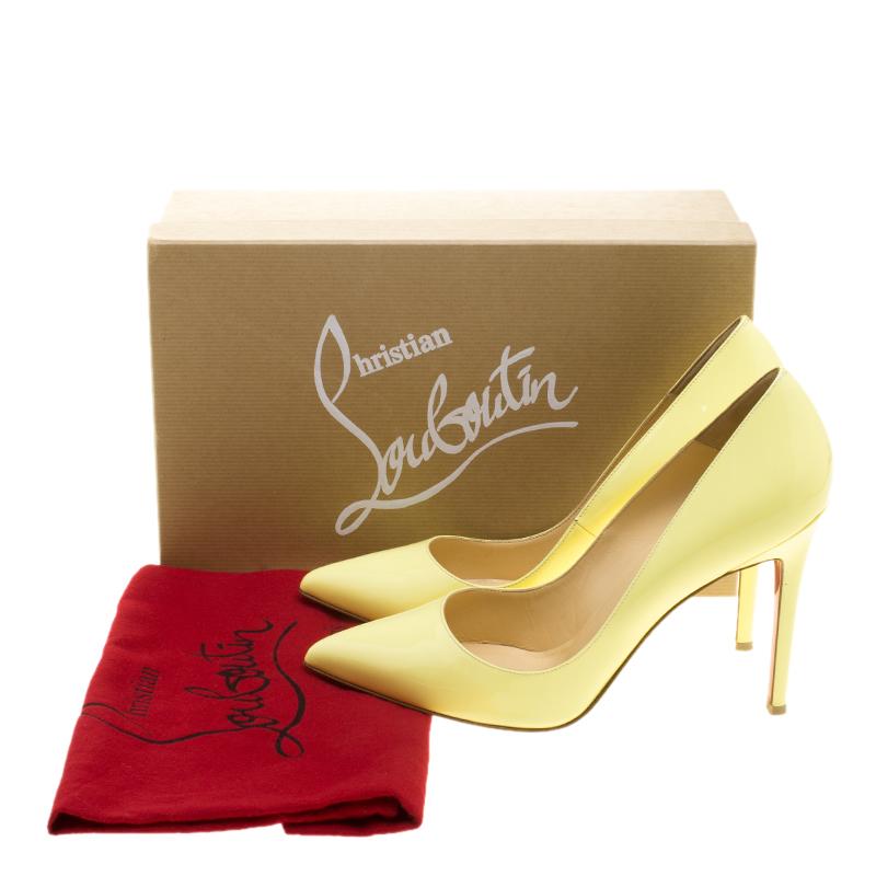 Christian Louboutin Yellow Patent Leather Pigalle Pointed Toe Pumps Size 38.5 4