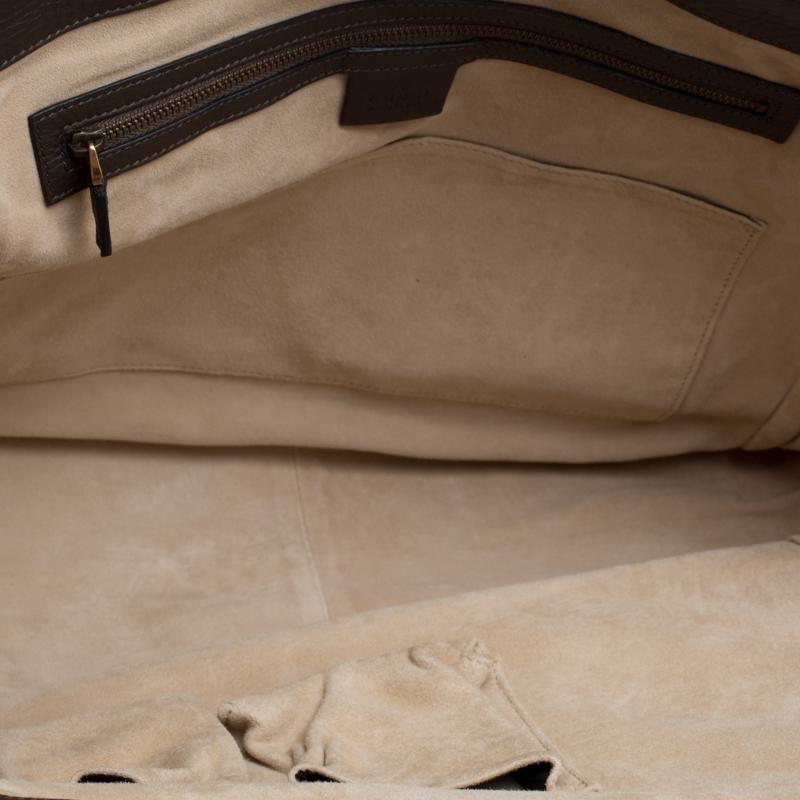Gucci Grey Leather Medium 1973 Top Handle Tote Bag In Excellent Condition In Dubai, Al Qouz 2