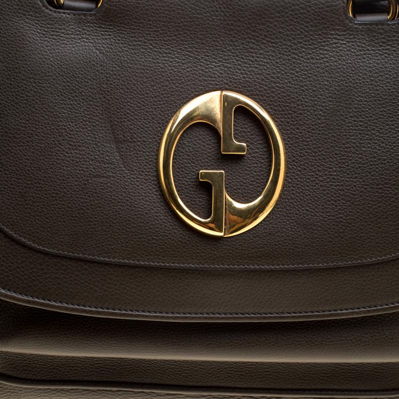 Gucci Grey Leather Medium 1973 Top Handle Tote Bag 7
