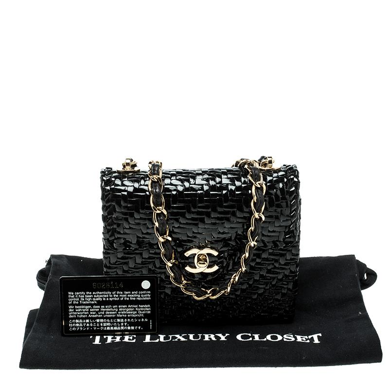 Chanel Black Glazed Wicker Mini Vintage Flap Bag 1