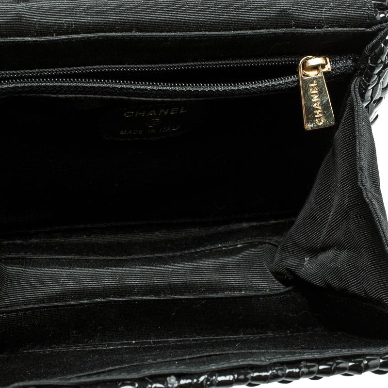 Chanel Black Glazed Wicker Mini Vintage Flap Bag 6
