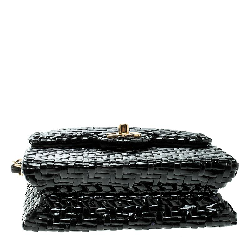 Chanel Black Glazed Wicker Mini Vintage Flap Bag 8