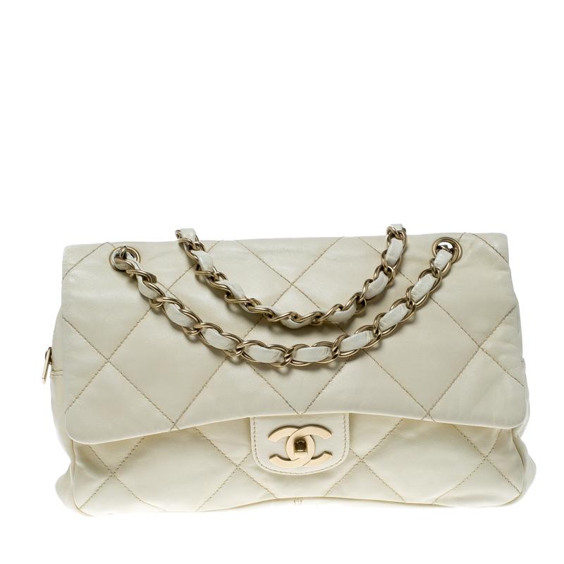 Chanel Cream Quilted Leather Flap Bag