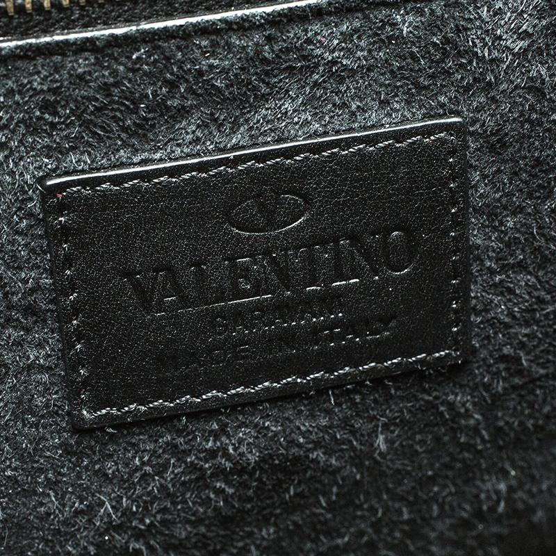 Valentino Black Leather Medium Beads Embellished Glam Lock Shoulder Bag 1