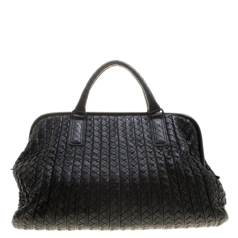 Bottega Veneta Black Intrecciato Leather New Bond Satchel