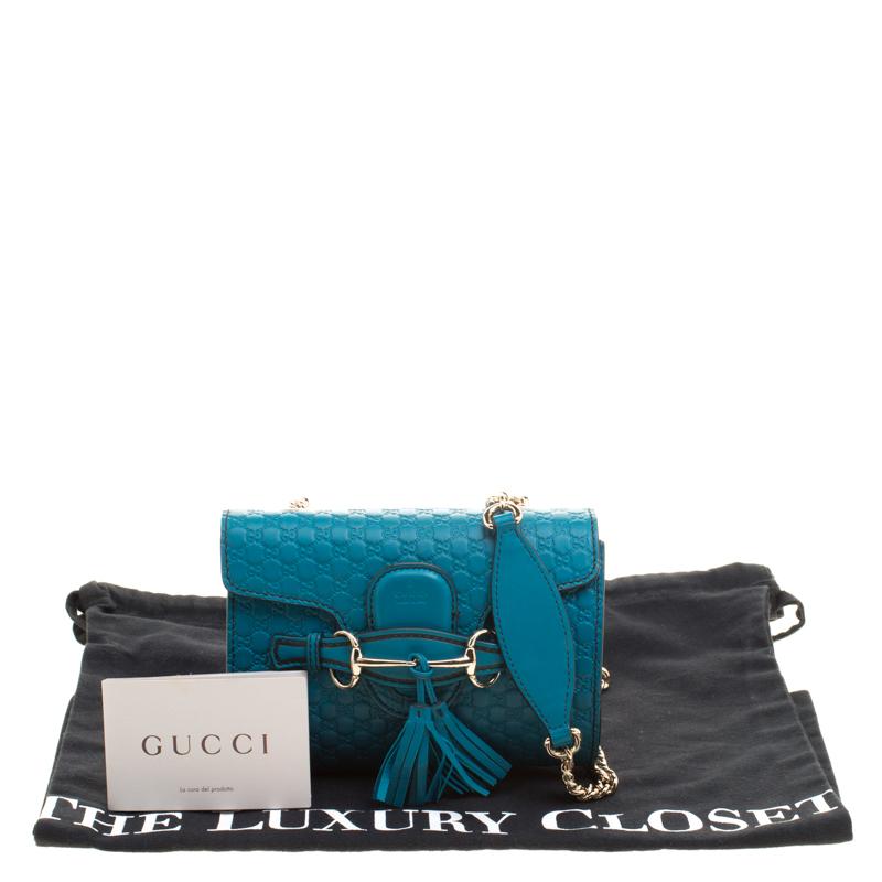 Gucci Blue Mircoguccissima Leather Mini Emily Chain Shoulder Bag 8