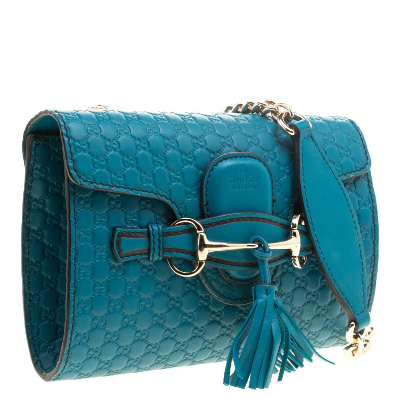 Gucci Blue Mircoguccissima Leather Mini Emily Chain Shoulder Bag 6