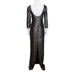 Gucci Metallic Animal Pattern Lurex Jacquard Long Sleeve Gown S