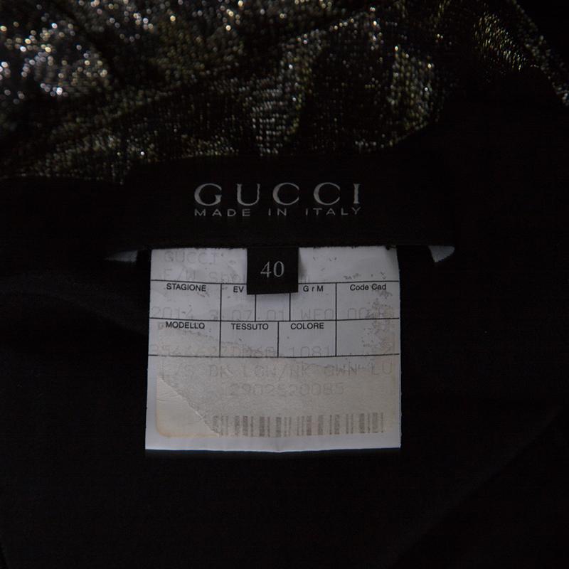 Gucci Metallic Animal Pattern Lurex Jacquard Long Sleeve Gown S In Good Condition In Dubai, Al Qouz 2