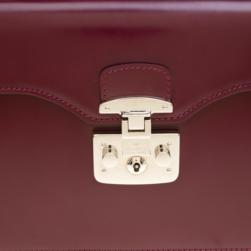 Gucci Purple Leather Lady Lock Briefcase Clutch 2