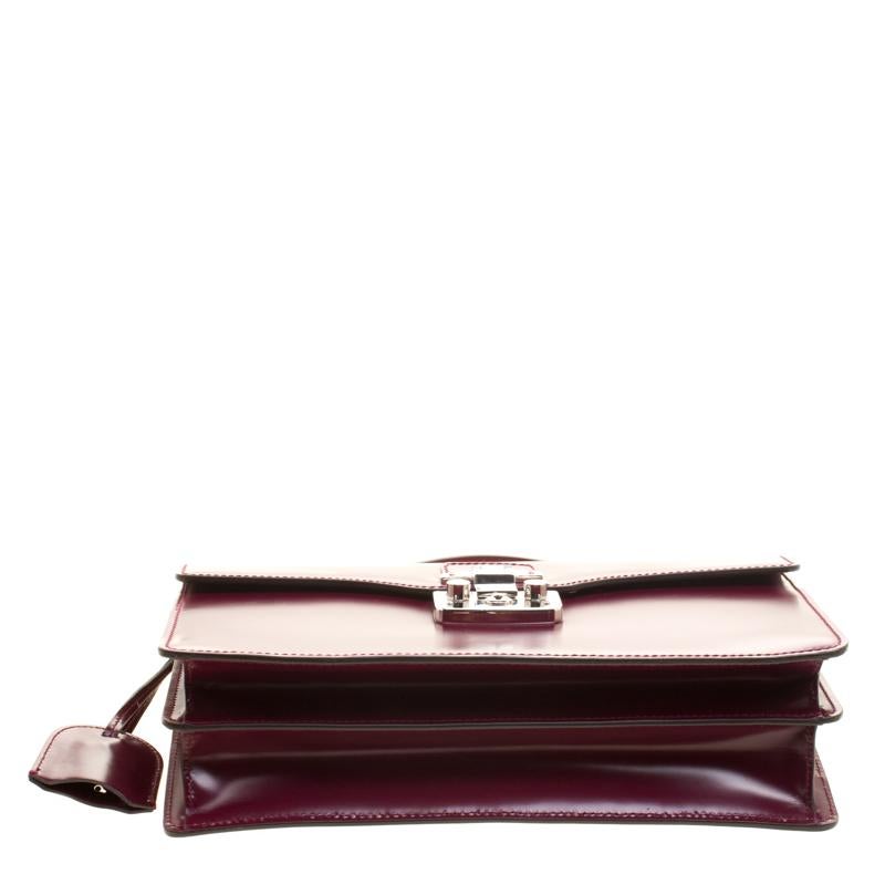 Gucci Purple Leather Lady Lock Briefcase Clutch 3